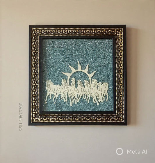 MoneyMagnet™ 7 Horses Raw Pyrite Frame (7x7 Inch)