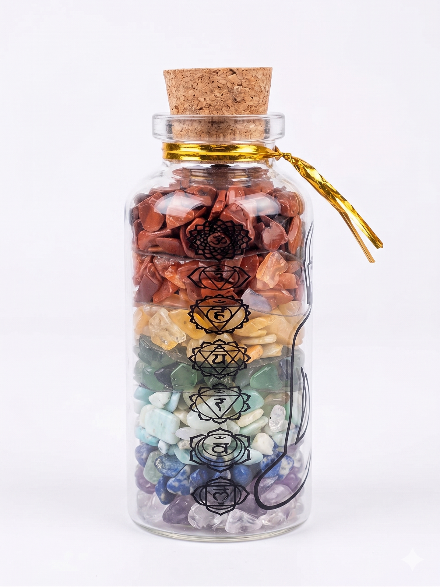 BlessBay India 7 Chakra Stone Genuine Gemstone Chips in Large 4" Display Glass Bottle – Natural Healing Crystals for Vastu, Prosperity, Positive Energy & Home Decor – Meditation Spiritual Gift Set