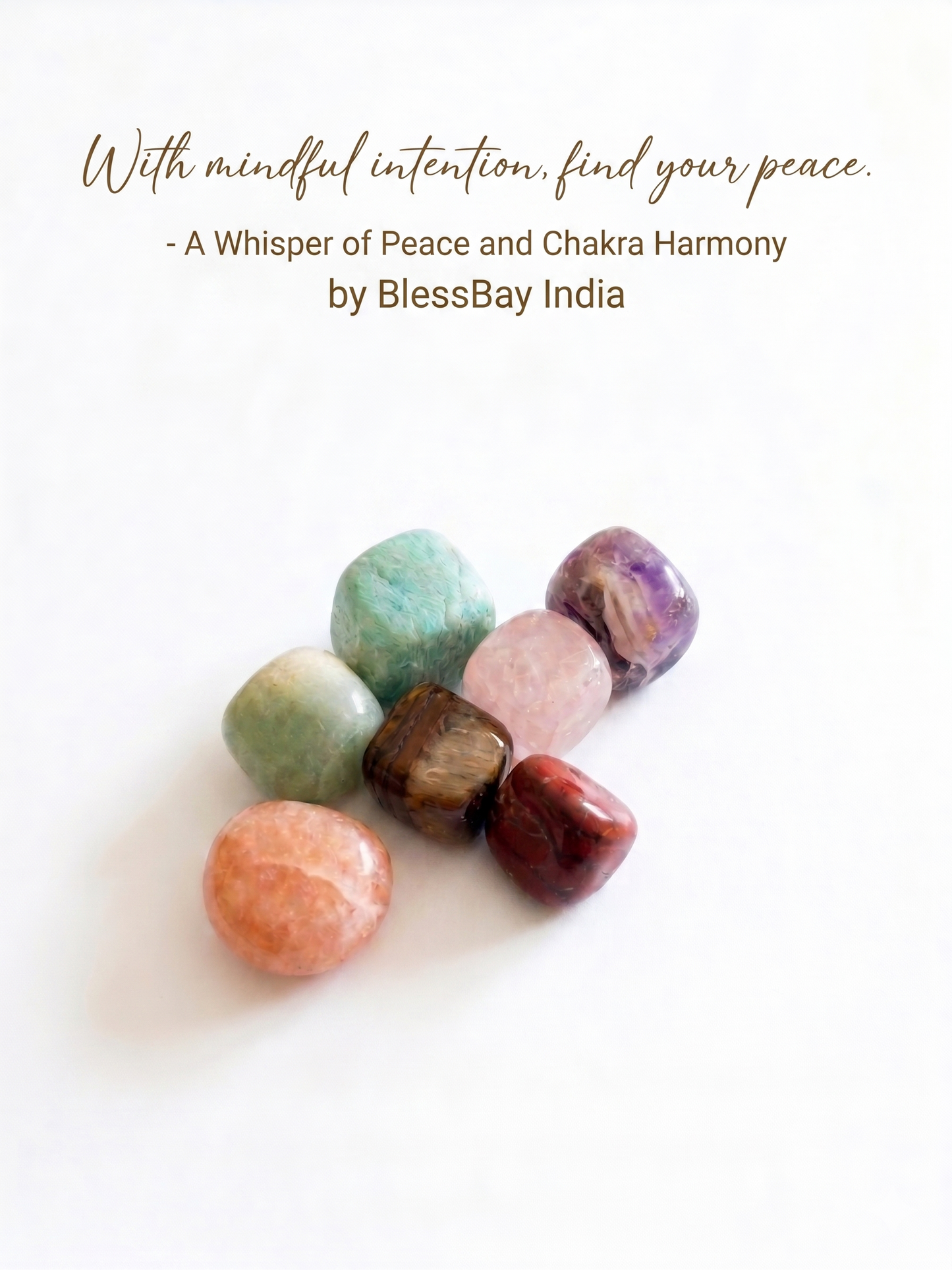 7 Chakra Tumble Stones Set - Natural Crystal Kit for Meditation, Reiki & Energy Healing - Elegant Spiritual Gift Set for Growth, Positive Energy & Protection from Evil Eye