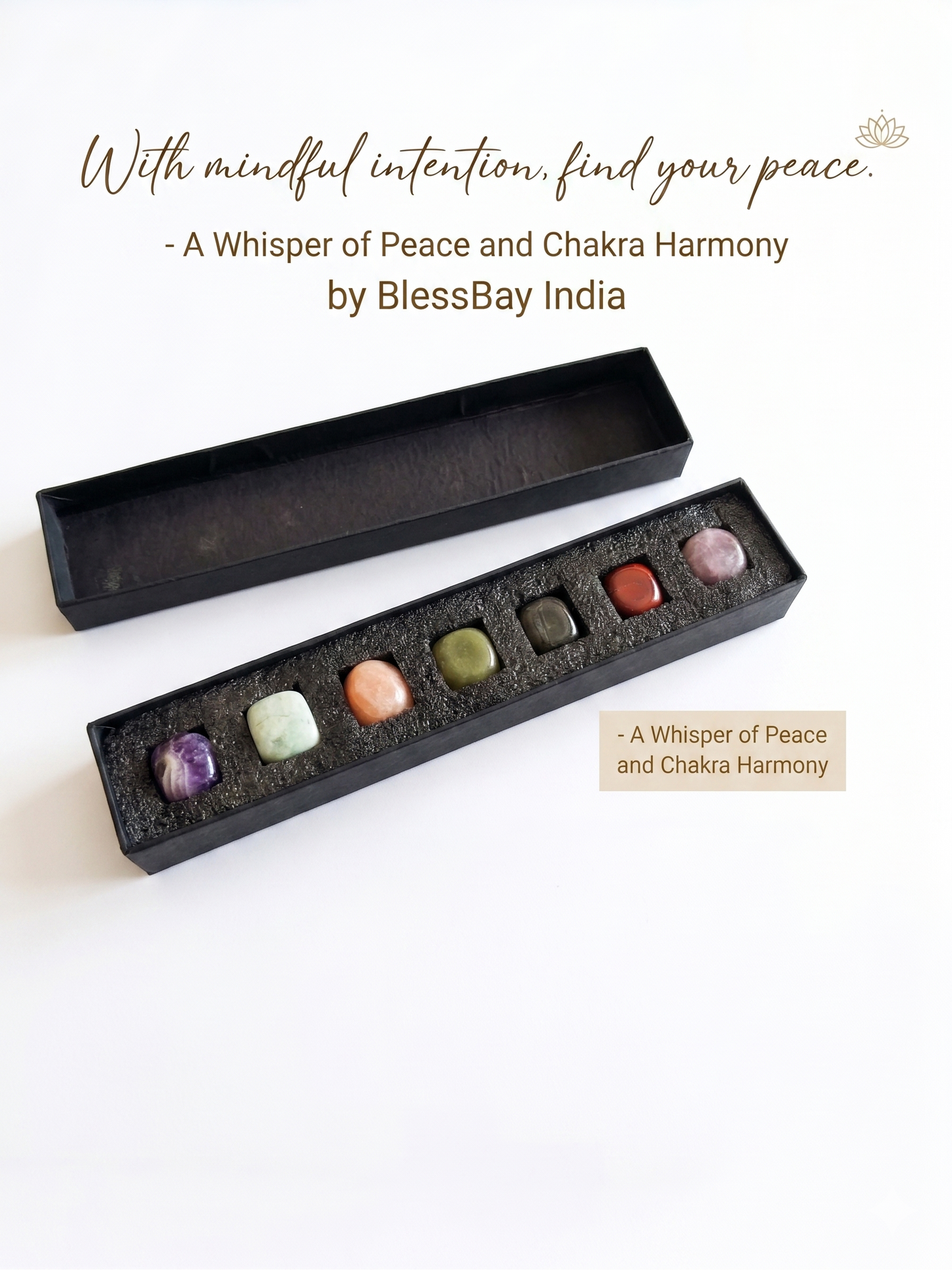 7 Chakra Tumble Stones Set - Natural Crystal Kit for Meditation, Reiki & Energy Healing - Elegant Spiritual Gift Set for Growth, Positive Energy & Protection from Evil Eye