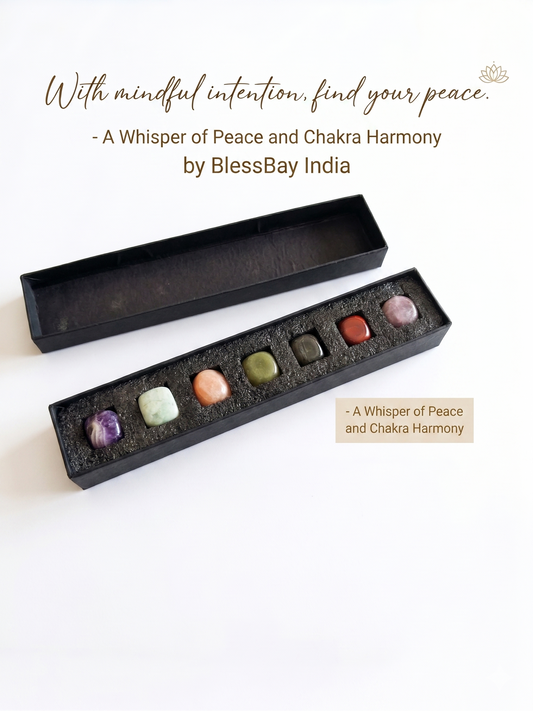 7 Chakra Tumble Stones Set - Natural Crystal Kit for Meditation, Reiki & Energy Healing - Elegant Spiritual Gift Set for Growth, Positive Energy & Protection from Evil Eye