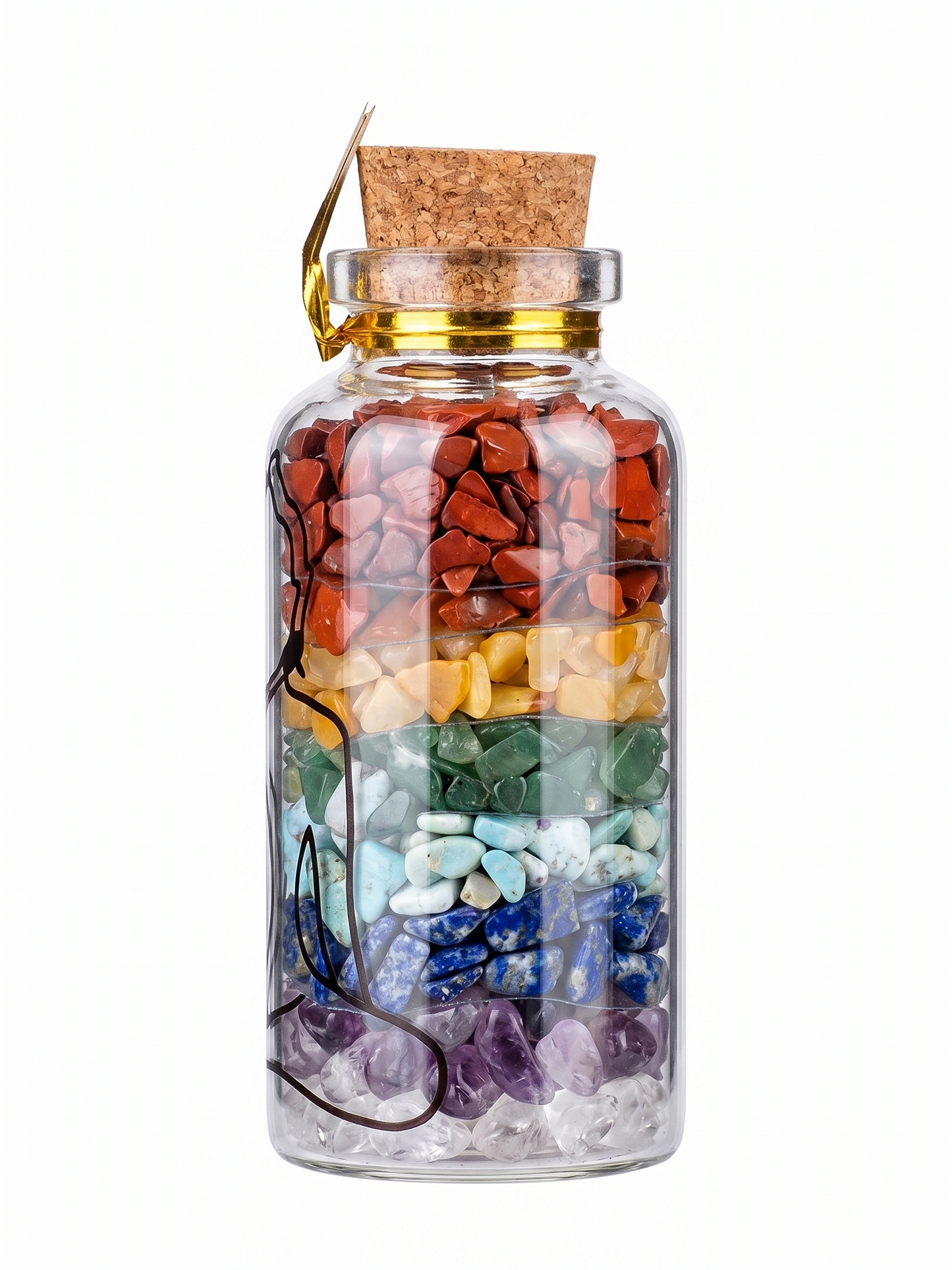 BlessBay India 7 Chakra Stone Genuine Gemstone Chips in Large 4" Display Glass Bottle – Natural Healing Crystals for Vastu, Prosperity, Positive Energy & Home Decor – Meditation Spiritual Gift Set