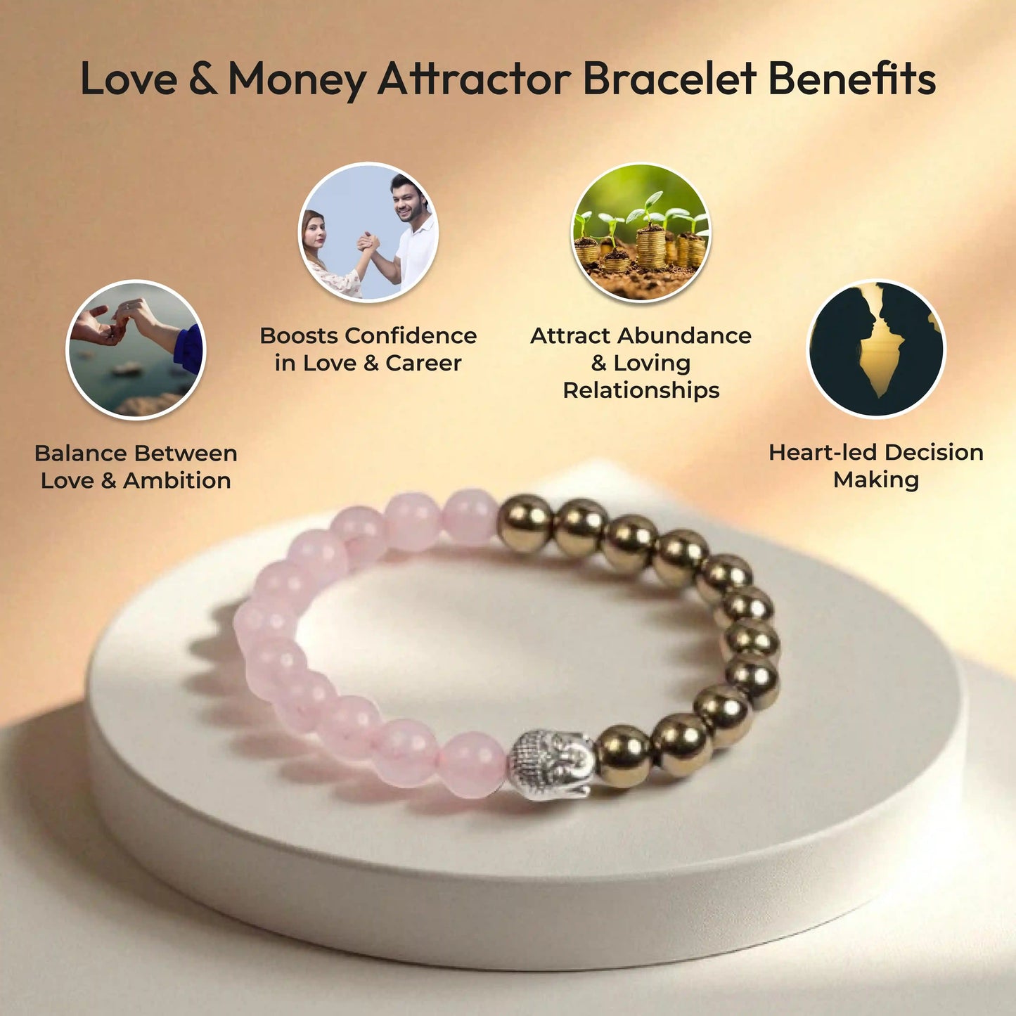 Love & MoneyMagnet™ Combined Rose Quartz and Pyrite Bracelet(Unisex)