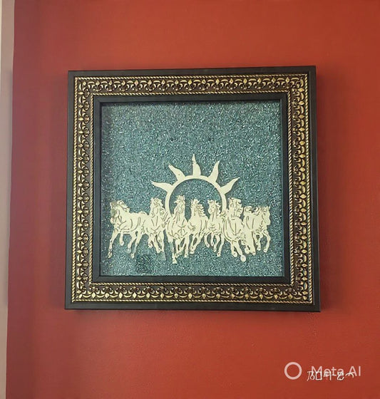 MoneyMagnet™ 7 Horses Raw Pyrite Frame (7x7 Inch)