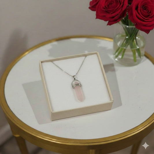 LoveMagnet™Rose Quartz Silver Pendant – Self Love & Relationship Energy Necklace for Women